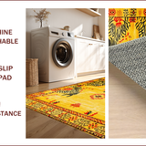 Ultra Soft Area Rug, Non Slip, Stain Resistant, Washable Area Rugs for Living Room, Bedroom, Eclectic Vintage Ethnic Motif(Yellow)
