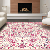 Ultra Soft Area Rug, Non Slip, Stain Resistant, Washable Area Rugs for Living Room, Bedroom, Elegant Diamond Trellis Aesthetic(Pink)