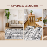 Ultra Soft Area Rug, Non Slip, Stain Resistant, Washable Area Rugs for Living Room, Bedroom, Chic Monochrome Patterned Entryway Rug(Gray)