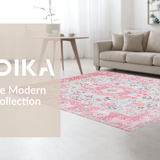 Ultra Soft Area Rug, Non Slip, Stain Resistant, Washable Area Rugs for Living Room, Bedroom, Elegant Pink Grey Blossom Motif(Pink)