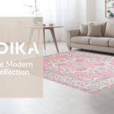 Ultra Soft Area Rug, Non Slip, Stain Resistant, Washable Area Rugs for Living Room, Bedroom, Cozy Round Garden-Inspired Decor(Pink)
