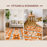 Ultra Soft Area Rug, Non Slip, Stain Resistant, Washable Area Rugs for Living Room, Bedroom, Lively Southwestern Color Fusion(Orange)