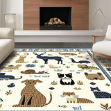 Ultra Soft Area Rug, Non Slip, Stain Resistant, Washable Area Rugs for Living Room, Bedroom, Elegant Pastel Wildlife Theme(White)