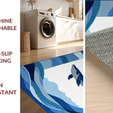 Ultra Soft Area Rug, Non Slip, Stain Resistant, Washable Area Rugs for Living Room, Bedroom, Whimsical Aqua Marine Elegance(Blue)