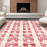 Ultra Soft Area Rug, Non Slip, Stain Resistant, Washable Area Rugs for Living Room, Bedroom, Playful Pink Bow Scalloped Area Rug Pretty Coquette Carpet(Pink)