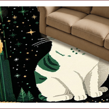 Ultra Soft Area Rug, Non Slip, Stain Resistant, Washable Area Rugs for Living Room, Bedroom, Vintage Dark Green Abstract Shapes(White)