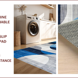 Ultra Soft Area Rug, Non Slip, Stain Resistant, Washable Area Rugs for Living Room, Bedroom, Geometric Blue Tones with Elegant Flair(Blue)