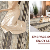 Ultra Soft Area Rug, Non Slip, Stain Resistant, Washable Area Rugs for Living Room, Bedroom, Sleek Neutral Hued Stripe Arrangement(Gray)