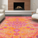 Ultra Soft Area Rug, Non Slip, Stain Resistant, Washable Area Rugs for Living Room, Bedroom, Elegant Ogee Style with Rich Hues(Orange)