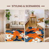 Ultra Soft Area Rug, Non Slip, Stain Resistant, Washable Area Rugs for Living Room, Bedroom, Dynamic Nature-Themed Motif(Orange)