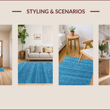 Ultra Soft Area Rug, Non Slip, Stain Resistant, Washable Area Rugs for Living Room, Bedroom, Vintage Soft Blue Living Room Non-Slip Rug(Blue)