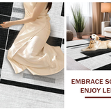 Ultra Soft Area Rug, Non Slip, Stain Resistant, Washable Area Rugs for Living Room, Bedroom, Washable Door Rug: Modern Linear Pattern Floor Decor(Black)
