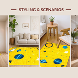 Ultra Soft Area Rug, Non Slip, Stain Resistant, Washable Area Rugs for Living Room, Bedroom, Orbiting Brightly Colored Elements(Yellow)