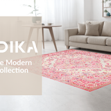 Ultra Soft Area Rug, Non Slip, Stain Resistant, Washable Area Rugs for Living Room, Bedroom, Timeless Classic Low Pile Texture(Pink)