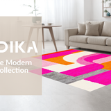 Ultra Soft Area Rug, Non Slip, Stain Resistant, Washable Area Rugs for Living Room, Bedroom, Elegant Fluid Organic Shapes(Orange)