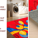 Ultra Soft Area Rug, Non Slip, Stain Resistant, Washable Area Rugs for Living Room, Bedroom, Contemporary Vibrant Twirl Motif(Red)