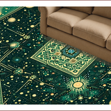 Ultra Soft Area Rug, Non Slip, Stain Resistant, Washable Area Rugs for Living Room, Bedroom, Vintage Celestial Zodiac(Green)