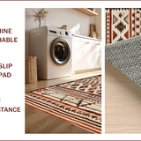 Ultra Soft Area Rug, Non Slip, Stain Resistant, Washable Area Rugs for Living Room, Bedroom, Rustic Neutral Toned Geometry(Red)
