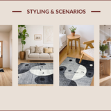 Ultra Soft Area Rug, Non Slip, Stain Resistant, Washable Area Rugs for Living Room, Bedroom, Trendy Monochrome Yin-Yang Aesthetic(Gray)