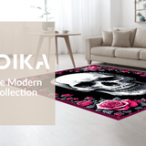 Ultra Soft Area Rug, Non Slip, Stain Resistant, Washable Area Rugs for Living Room, Bedroom, Rustic Vintage Skull Imagery(Black)