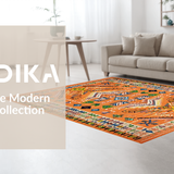 Ultra Soft Area Rug, Non Slip, Stain Resistant, Washable Area Rugs for Living Room, Bedroom, Bold Oceanic Wave Motif(Orange)
