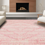 Ultra Soft Area Rug, Non Slip, Stain Resistant, Washable Area Rugs for Living Room, Bedroom, Coquette-Inspired Bow Pattern Rug with Scallop Detailing and Chic Vibe(Pink)