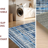 Ultra Soft Area Rug, Non Slip, Stain Resistant, Washable Area Rugs for Living Room, Bedroom, Modern Stripe Carpet(Blue)