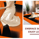 Ultra Soft Area Rug, Non Slip, Stain Resistant, Washable Area Rugs for Living Room, Bedroom, Evocative Black and Orange Harmony(Orange)