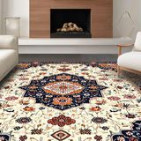 Ultra Soft Area Rug, Non Slip, Stain Resistant, Washable Area Rugs for Living Room, Bedroom, Chic Vintage Tiled Design(White)