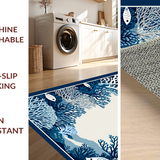 Ultra Soft Area Rug, Non Slip, Stain Resistant, Washable Area Rugs for Living Room, Bedroom, Elegant Coastal Compass Design(Blue)
