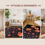 Ultra Soft Area Rug, Non Slip, Stain Resistant, Washable Area Rugs for Living Room, Bedroom, Ethereal Floral Ghost Motif(Red)