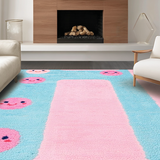 Ultra Soft Area Rug, Non Slip, Stain Resistant, Washable Area Rugs for Living Room, Bedroom, Fun Vibrant Expression Layout(Pink)