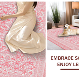Ultra Soft Area Rug, Non Slip, Stain Resistant, Washable Area Rugs for Living Room, Bedroom, Coquette Ribbon Edge Rug Scalloped Bow Print with Artistic Wavy Patterns(Pink)