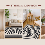 Ultra Soft Area Rug, Non Slip, Stain Resistant, Washable Area Rugs for Living Room, Bedroom, Contemporary Abstract Lattice Aesthetic(Black)