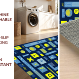 Ultra Soft Area Rug, Non Slip, Stain Resistant, Washable Area Rugs for Living Room, Bedroom, Stylish Alphabetic Whirl Pattern(Blue)