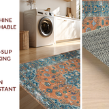 Ultra Soft Area Rug, Non Slip, Stain Resistant, Washable Area Rugs for Living Room, Bedroom, Whimsical Colorful Trellis Design(Orange)