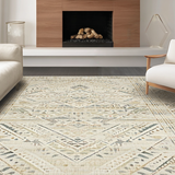 Ultra Soft Area Rug, Non Slip, Stain Resistant, Washable Area Rugs for Living Room, Bedroom, Delicate Pink Botanical Elegance(Beige)