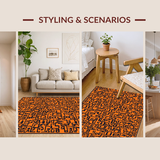 Ultra Soft Area Rug, Non Slip, Stain Resistant, Washable Area Rugs for Living Room, Bedroom, Witty Monochrome Text Design(Orange)