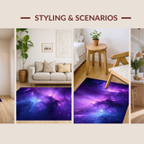 Ultra Soft Area Rug, Non Slip, Stain Resistant, Washable Area Rugs for Living Room, Bedroom, Striking UV Illuminated Celestial Display(Purple)