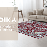Ultra Soft Area Rug, Non Slip, Stain Resistant, Washable Area Rugs for Living Room, Bedroom, Cozy Lattice Floral Accents(Red)