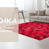 Ultra Soft Area Rug, Non Slip, Stain Resistant, Washable Area Rugs for Living Room, Bedroom, Sleek Minimalist Petal Design(Red)