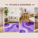 Ultra Soft Area Rug, Non Slip, Stain Resistant, Washable Area Rugs for Living Room, Bedroom, Whimsical Modern Swirl Design(Purple)