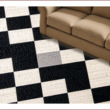 Ultra Soft Area Rug, Non Slip, Stain Resistant, Washable Area Rugs for Living Room, Bedroom, Distressed Checkerboard Black Farmhouse Dining Room Rug(Black)