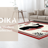 Ultra Soft Area Rug, Non Slip, Stain Resistant, Washable Area Rugs for Living Room, Bedroom, Sleek Minimalist Sea Creature Style(Black)