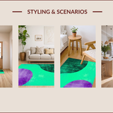 Ultra Soft Area Rug, Non Slip, Stain Resistant, Washable Area Rugs for Living Room, Bedroom, Modern Abstract Green-Purple Living Room Velvet Rug(Green)