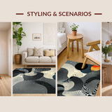 Ultra Soft Area Rug, Non Slip, Stain Resistant, Washable Area Rugs for Living Room, Bedroom, Artistic Fluid Lines Aesthetic(Gray)