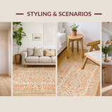 Ultra Soft Area Rug, Non Slip, Stain Resistant, Washable Area Rugs for Living Room, Bedroom, Striking Neutral Abstract Aesthetics(Orange)