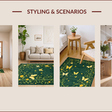 Ultra Soft Area Rug, Non Slip, Stain Resistant, Washable Area Rugs for Living Room, Bedroom, Artistic Dark Green Nature Print(Green)