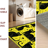 Ultra Soft Area Rug, Non Slip, Stain Resistant, Washable Area Rugs for Living Room, Bedroom, Charming Animal Motif in Black(Yellow)
