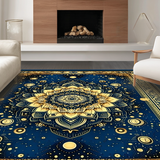 Ultra Soft Area Rug, Non Slip, Stain Resistant, Washable Area Rugs for Living Room, Bedroom, Sacred Golden Mandala Aesthetic(Gold)